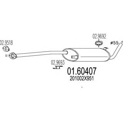 01.60407 MTS Глушник вихлопних газів кінцевий для Nissan Terrano