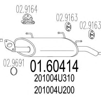 01.60414 MTS Глушник вихлопних газів кінцевий для Nissan Almera