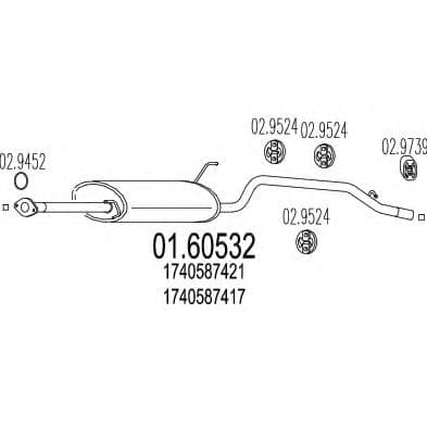 01.60532 MTS Глушник вихлопних газів кінцевий для Daihatsu Terios