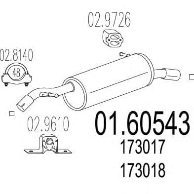 01.60543 MTS Глушитель выхлопных газов конечный для Citroen C2