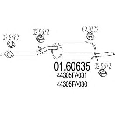 01.60635 MTS Глушитель выхлопных газов конечный для Subaru Impreza