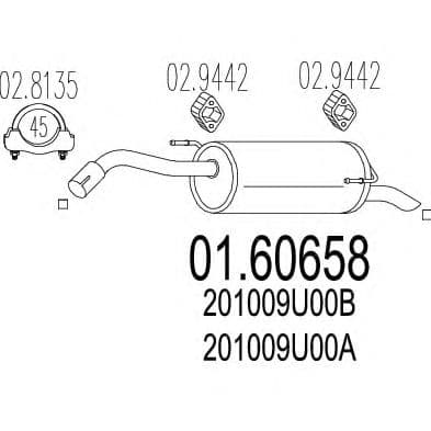 01.60658 MTS Глушитель выхлопных газов конечный для Nissan Note
