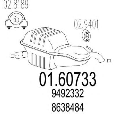 01.60733 MTS Глушитель выхлопных газов конечный для Volvo S80