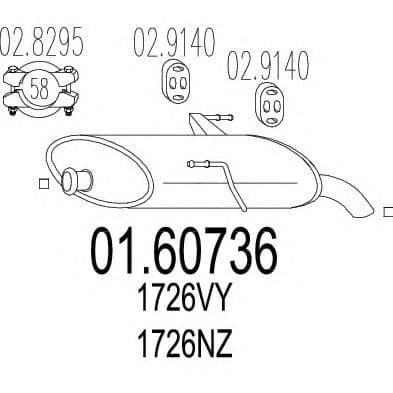 01.60736 MTS Глушник вихлопних газів кінцевий для Peugeot 206