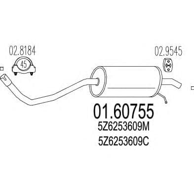 01.60755 MTS Глушитель выхлопных газов конечный для Volkswagen Fox