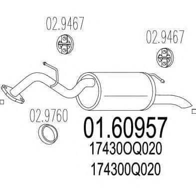 01.60957 MTS Глушитель выхлопных газов конечный для Toyota Yaris