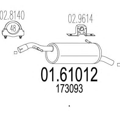 01.61012 MTS Глушник вихлопних газів кінцевий для Peugeot 207