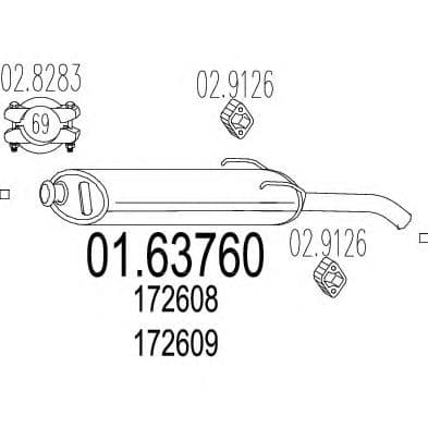 01.63760 MTS Глушник вихлопних газів кінцевий для Peugeot 205