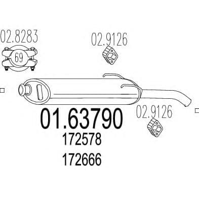 01.63790 MTS Глушник вихлопних газів кінцевий для Peugeot 205