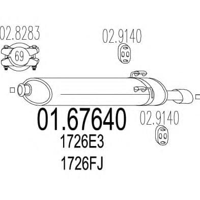 01.67640 MTS Глушитель выхлопных газов конечный для Peugeot 306
