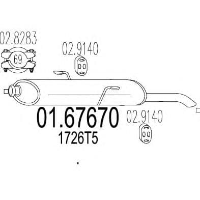 01.67670 MTS Глушитель выхлопных газов конечный для Peugeot 306