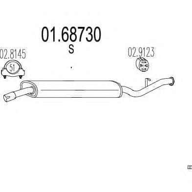 01.68730 MTS Глушитель выхлопных газов конечный для Fiat Tempra