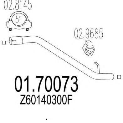 01.70073 MTS Приемная труба для Mazda 3