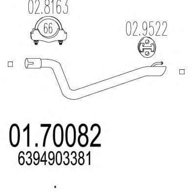 01.70082 MTS Приемная труба для Mercedes Vito