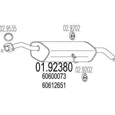 01.92380 MTS Глушник вихлопних газів кінцевий для Lancia Kappa
