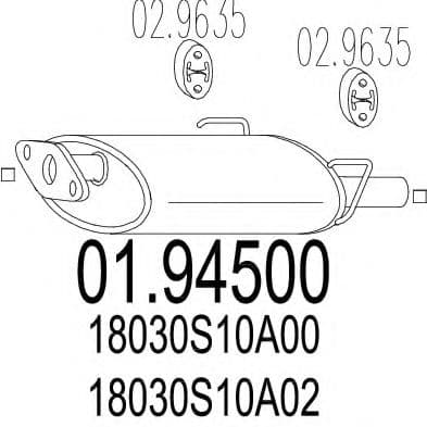 01.94500 MTS Глушник вихлопних газів кінцевий для Honda CR-V