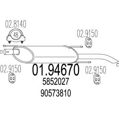01.94670 MTS Глушник вихлопних газів кінцевий для Opel Astra