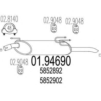 01.94690 MTS Глушник вихлопних газів кінцевий для Opel Astra