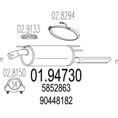 01.94730 MTS Глушник вихлопних газів кінцевий для Opel Astra