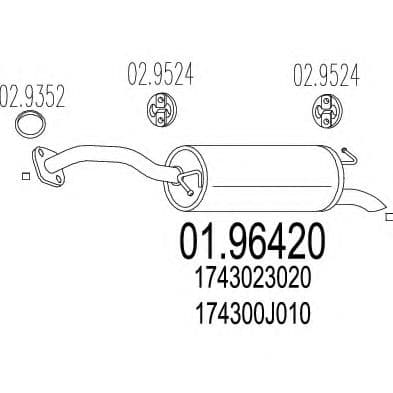 01.96420 MTS Глушитель выхлопных газов конечный для Toyota Yaris