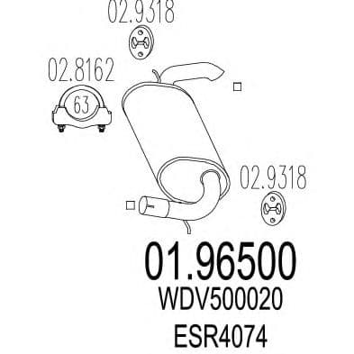 01.96500 MTS Глушник вихлопних газів кінцевий для Land Rover Freelander