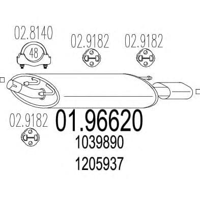 01.96620 MTS Глушник вихлопних газів кінцевий для Ford Puma