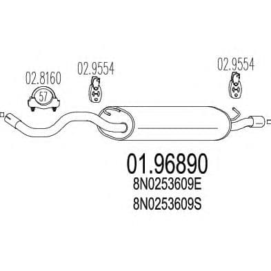01.96890 MTS Глушник вихлопних газів кінцевий для Audi TT