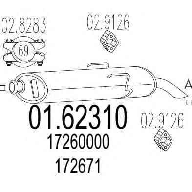 01.62310 MTS Глушник вихлопних газів кінцевий для Peugeot 106