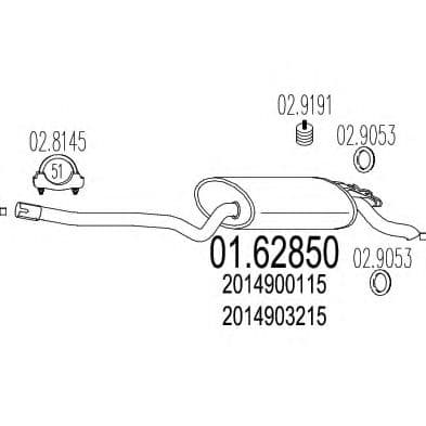 01.62850 MTS Глушник вихлопних газів кінцевий для Mercedes 190