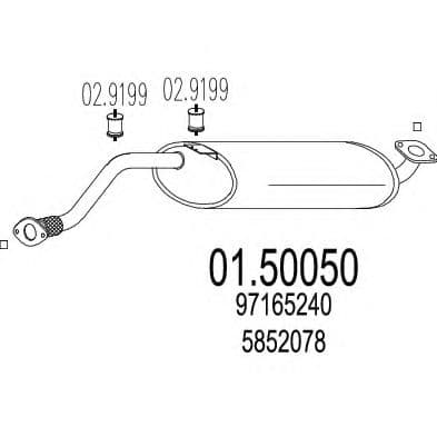 01.50050 MTS Средний глушитель выхлопных газов для Opel Frontera
