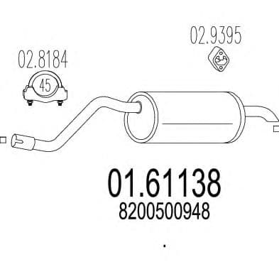 01.61138 MTS Глушитель выхлопных газов конечный для Renault Twingo