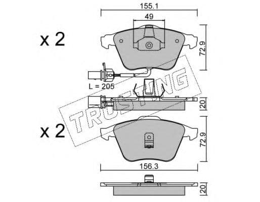 565.0 Trusting Гальмівні колодки