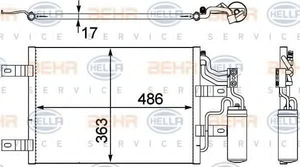 8FC 351 302-551 Behr Hella Радіатор кондиціонера для Opel Meriva