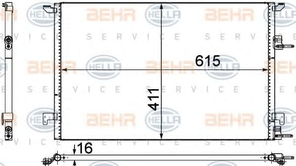 8FC 351 309-371 Behr Hella Радіатор кондиціонера для SAAB 9-3