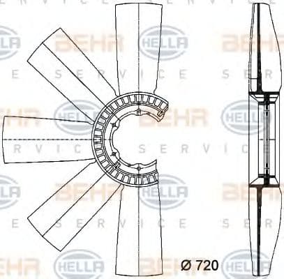 8MV 376 733-091 Behr Hella Крыльчатка вентилятора системы охлаждения двигателя