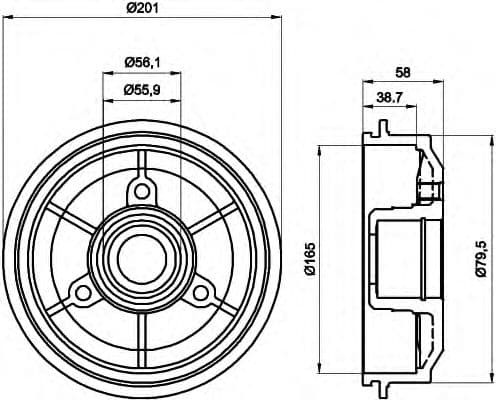 8DT 355 300-051 Behr Hella Тормозной барабан