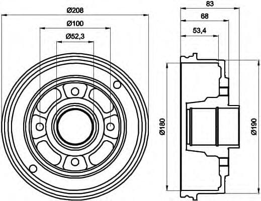 8DT 355 300-351 Behr Hella Гальмівний барабан