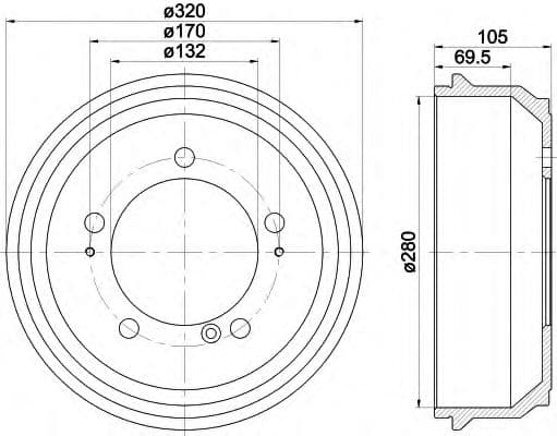 8DT 355 300-631 Behr Hella Тормозной барабан