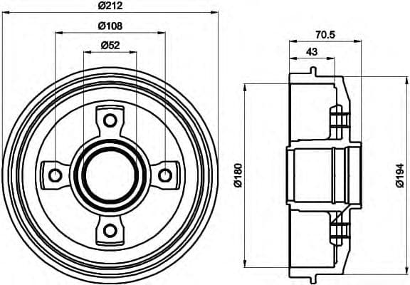 8DT 355 301-211 Behr Hella Тормозной барабан