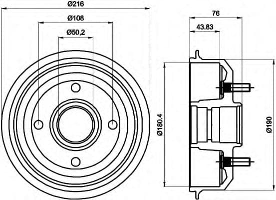 8DT 355 301-331 Behr Hella Тормозной барабан
