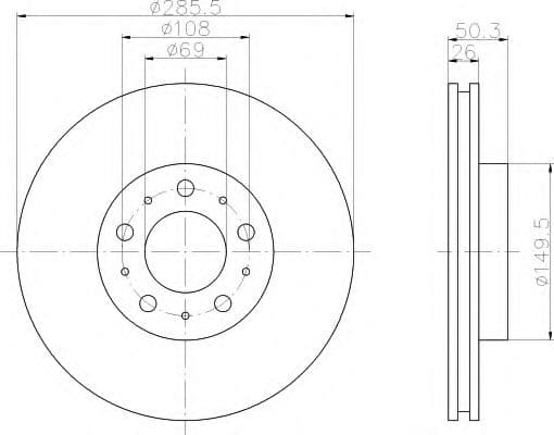 8DD 355 107-051 Behr Hella Тормозной диск