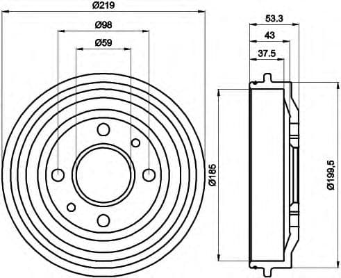 8DT 355 301-961 Behr Hella Гальмівний барабан