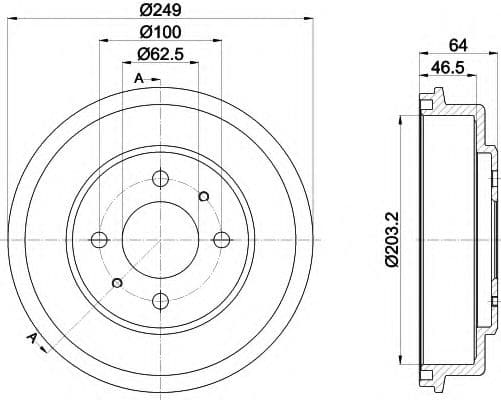8DT 355 302-691 Behr Hella Гальмівний барабан для Hyundai Accent
