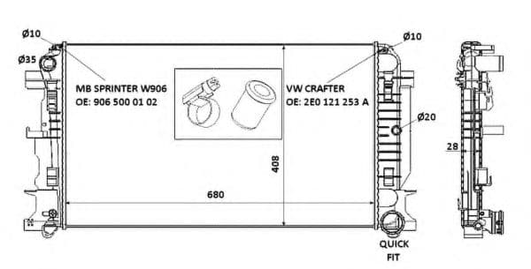 53885 NRF Радіатор охолодження двигуна