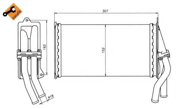58037 NRF Радіатор пічки для Renault 25