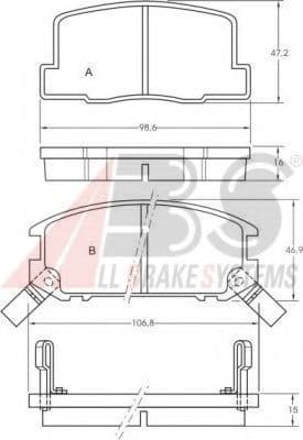 36605 A.B.S. Гальмівні колодки для Toyota MR 2