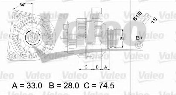 437406 Valeo Генератор для Opel Omega