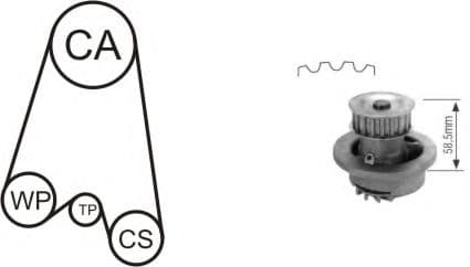 WPK-116401 Airtex Комплект ремня ГРМ + помпа