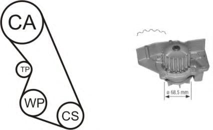 WPK-136102 Airtex Комплект ремня ГРМ + помпа