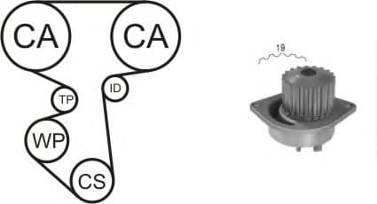 WPK-160002 Airtex Комплект ремня ГРМ + помпа